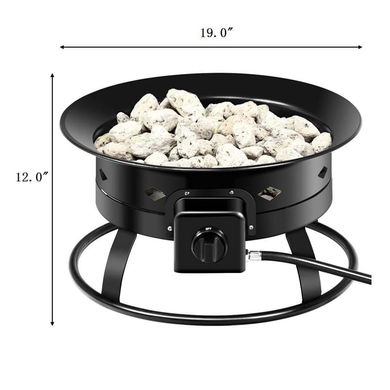 58,000 BTU Outdoor Portable Fire Bowl Propane Gas Fire Pit with Cover and Carry Kit