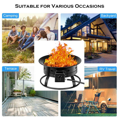 58,000 BTU Outdoor Portable Fire Bowl Propane Gas Fire Pit with Cover and Carry Kit