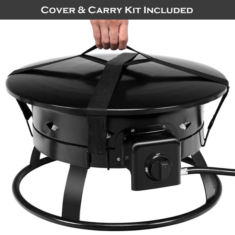 58,000 BTU Outdoor Portable Fire Bowl Propane Gas Fire Pit with Cover and Carry Kit