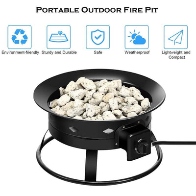 58,000 BTU Outdoor Portable Fire Bowl Propane Gas Fire Pit with Cover and Carry Kit