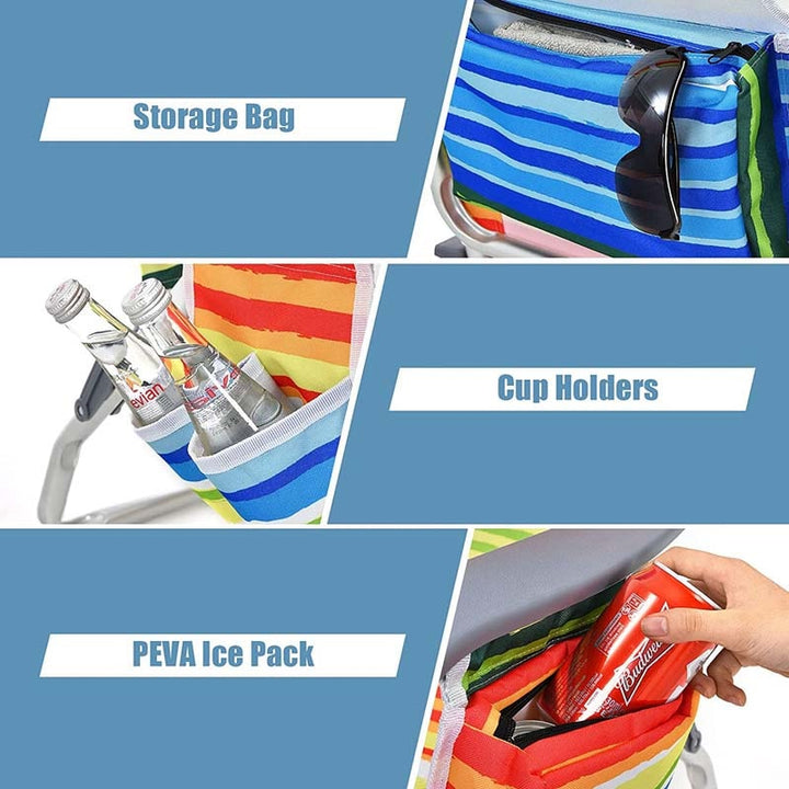 2 Pcs Folding Backpack 5-Position Beach Chair with Pillow