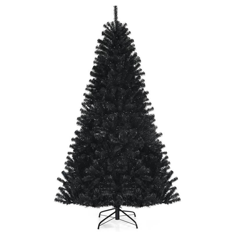 7FT Black Artificial Christmas Halloween Tree with Purple LED Lights