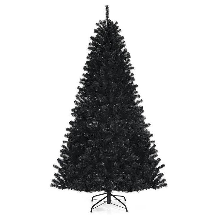 7FT Black Artificial Christmas Halloween Tree with Purple LED Lights