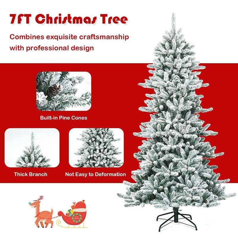 7 Feet Snow Flocked Slim Artificial Christmas Fir Tree