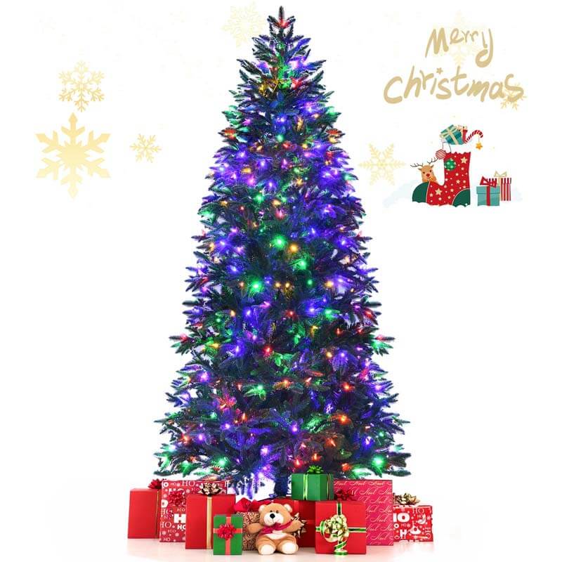 7FT Artificial Christmas Tree with 2 Lighting Colors and 9 Flash Modes