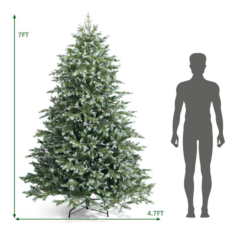 7FT Spruce Hinged Artificial Christmas Tree with 1260 Mixed PE and PVC Tips