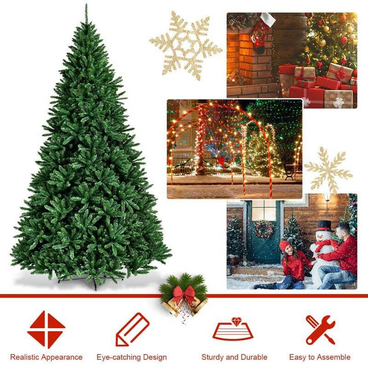 9Ft Hinged 3594 Branch Tips Artificial Douglas Christmas Tree with Foldable Solid Metal Stand
