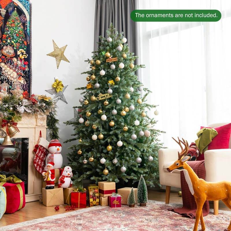 7FT Spruce Hinged Artificial Christmas Tree with 1260 Mixed PE and PVC Tips