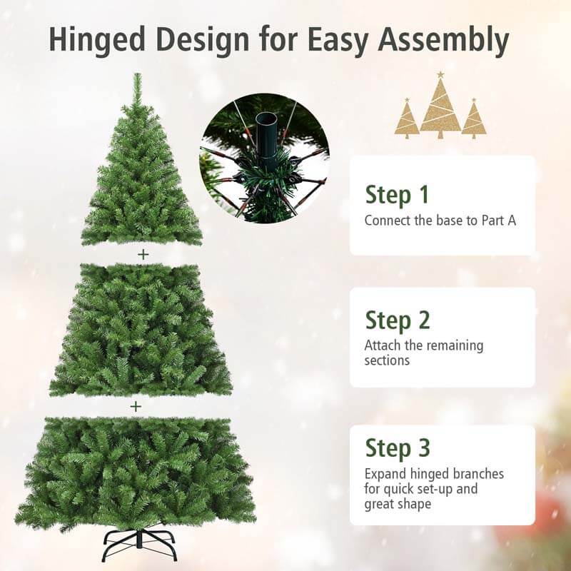 9FT Premium Artificial Hinged PVC Christmas Tree with Metal Stand