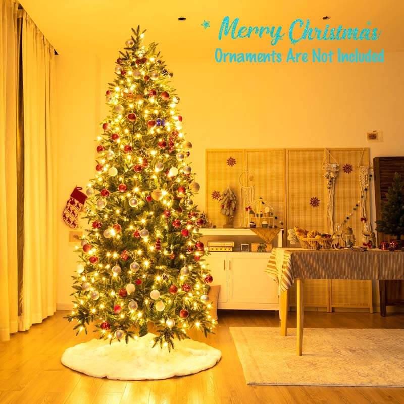 8FT Artificial Christmas Tree with 2 Lighting Colors and 9 Flash Modes