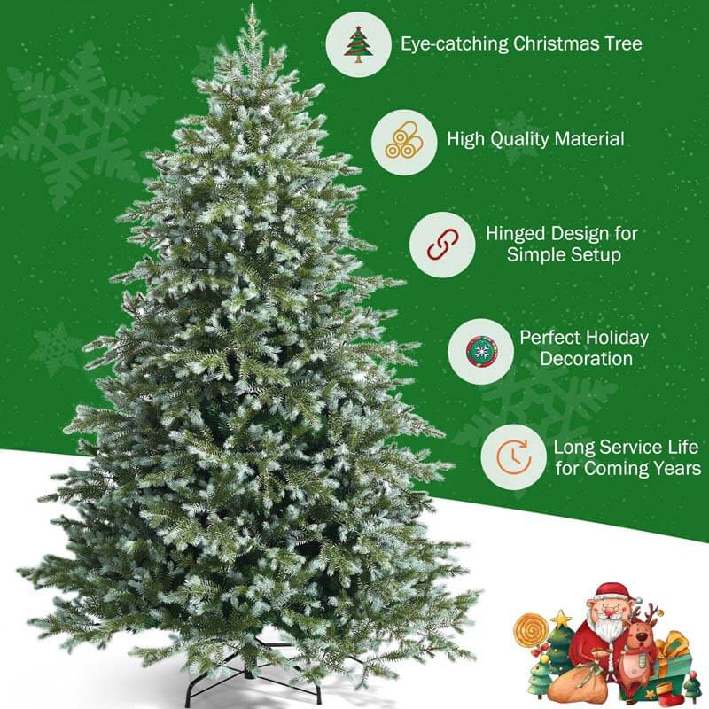 7FT Spruce Hinged Artificial Christmas Tree with 1260 Mixed PE and PVC Tips