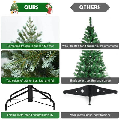 7FT Spruce Hinged Artificial Christmas Tree with 1260 Mixed PE and PVC Tips