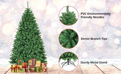 9Ft Hinged 3594 Branch Tips Artificial Douglas Christmas Tree with Foldable Solid Metal Stand