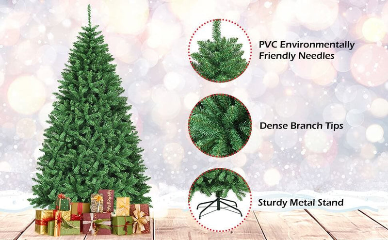 9Ft Hinged 3594 Branch Tips Artificial Douglas Christmas Tree with Foldable Solid Metal Stand