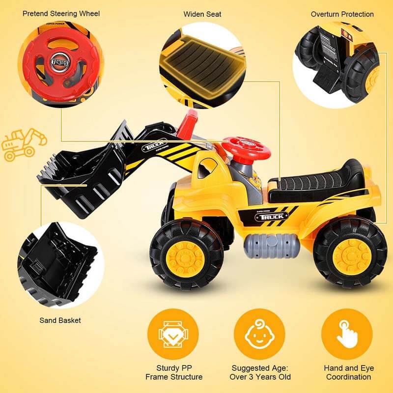 Outdoor Kids Ride on Truck Excavator Digger Sand Bulldozer Toy