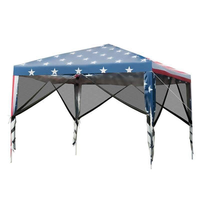 10’ x 10' Pop-up Canopy Tent With American Flag Style