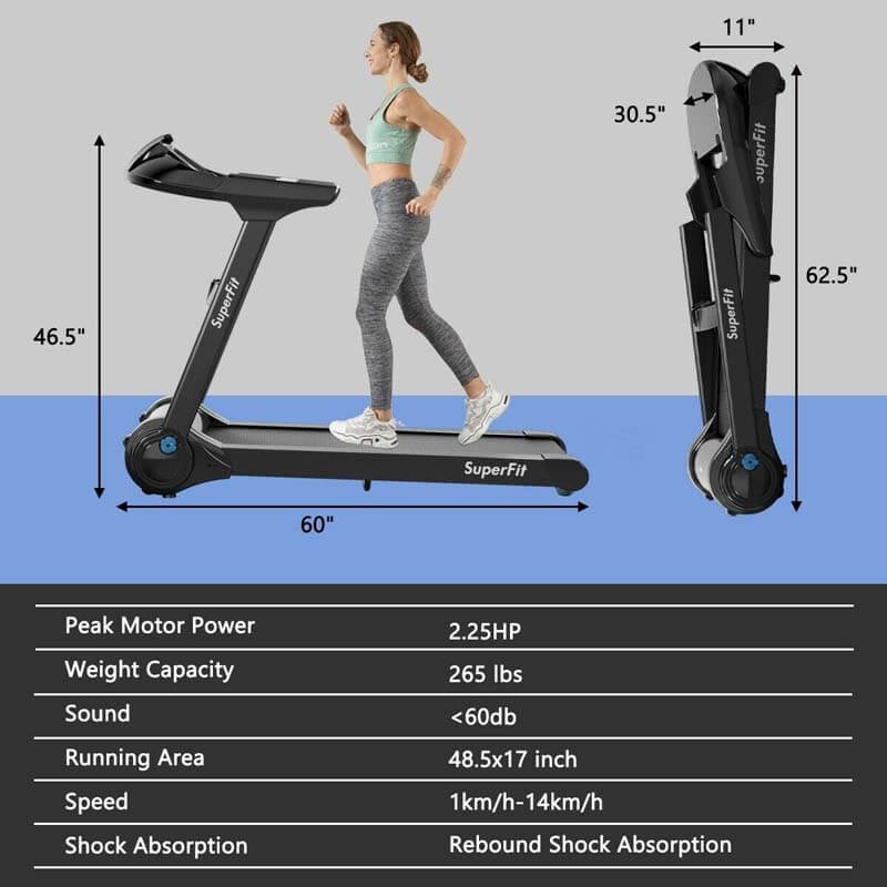 2.25 HP Folding Treadmill Running Cardio Training Machine