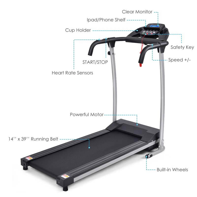 800W Folding Electric Treadmill Motorized Running Fitness Machine