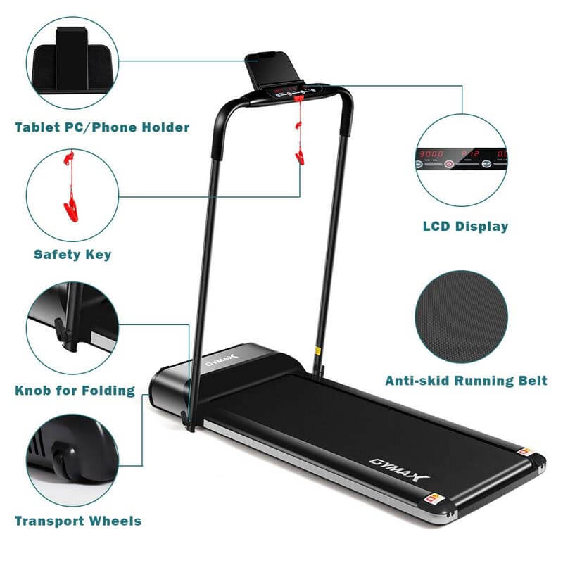 Ultra-thin Electric Folding Motorized Treadmill with LCD Monitor Low Noise