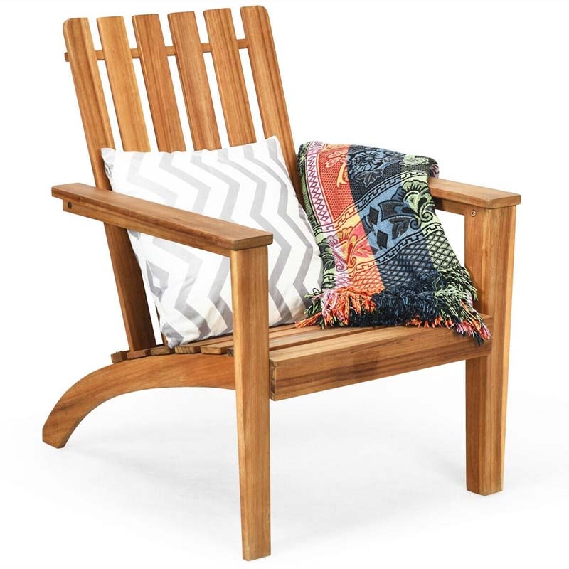 Outdoor Acacia Wood Adirondack Armchair Ergonomic Lounge Chair