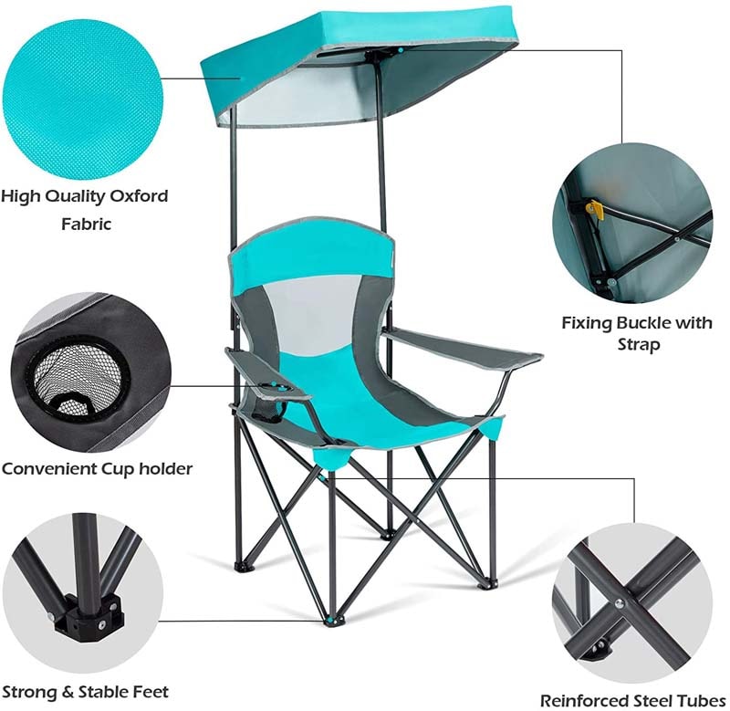 Folding Camping Beach Chair with Canopy