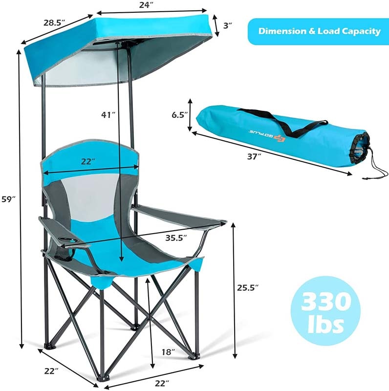 Folding Camping Beach Chair with Canopy