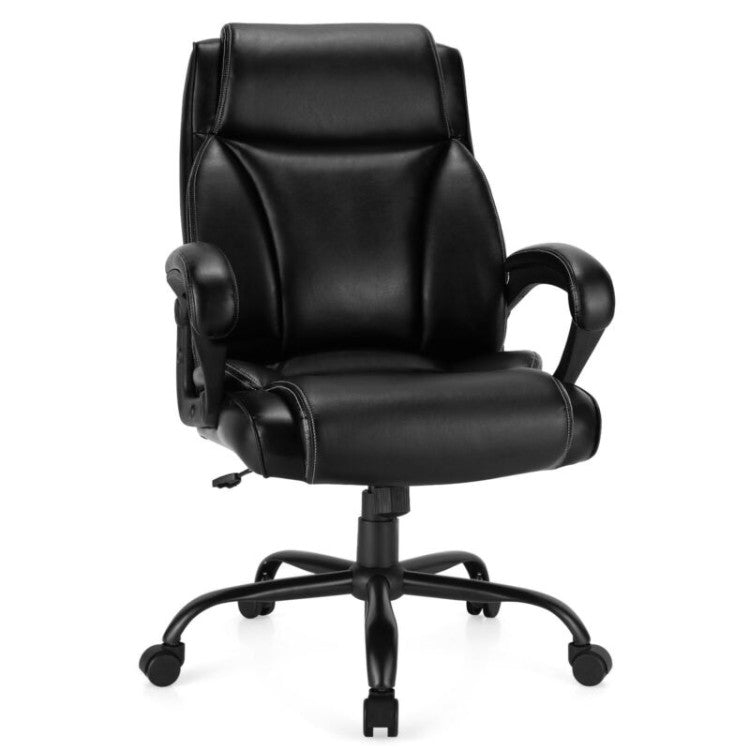 Big and Tall Office Chair 400lbs Ergonomic Computer Chair High Back PU Leather Executive Desk Chair with Rocking Backrest and Adjustable Seat