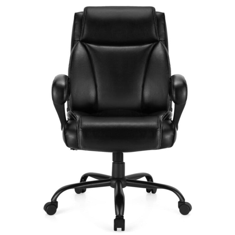 Big and Tall Office Chair 400lbs Ergonomic Computer Chair High Back PU Leather Executive Desk Chair with Rocking Backrest and Adjustable Seat