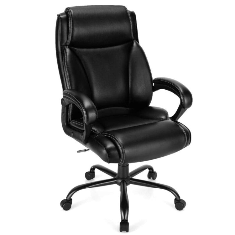 Big and Tall Office Chair 400lbs Ergonomic Computer Chair High Back PU Leather Executive Desk Chair with Rocking Backrest and Adjustable Seat