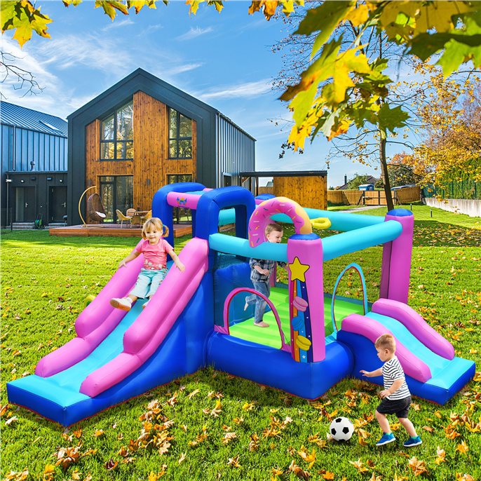 Inflatable Bounce Castle with Dual Slides and Climbing Wall without Blower