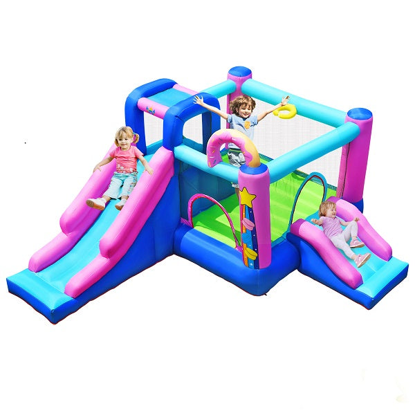 Inflatable Bounce Castle with Dual Slides and Climbing Wall without Blower