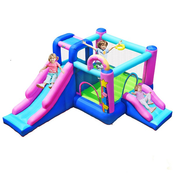 Bounce House Kids Inflatable Jumper with Dual Slides and Climbing Wall