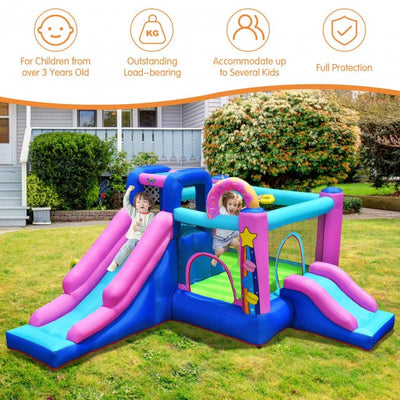Inflatable Bounce Castle with Dual Slides and Climbing Wall without Blower