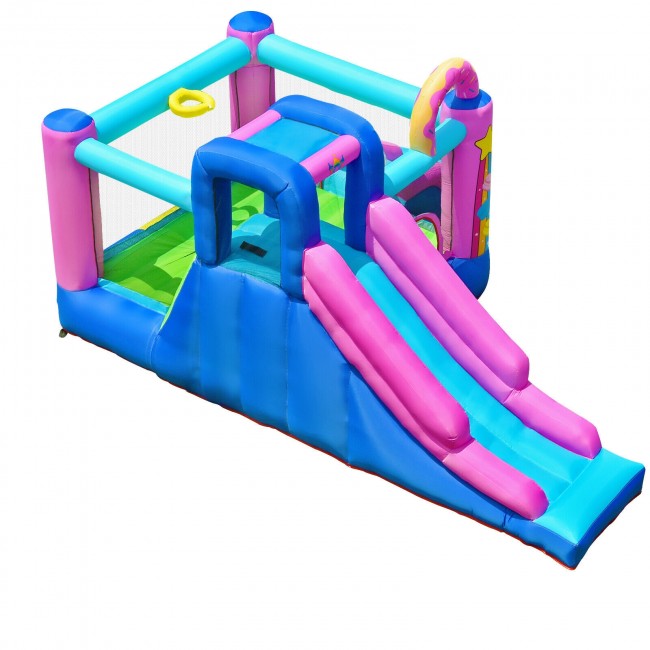 Bounce House Kids Inflatable Jumper with Dual Slides and Climbing Wall