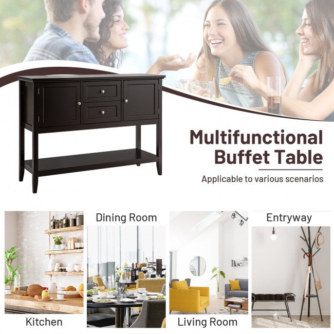 Buffet Sideboard Wooden Storage Cabinet Console Table with Storage Shelf and Drawers