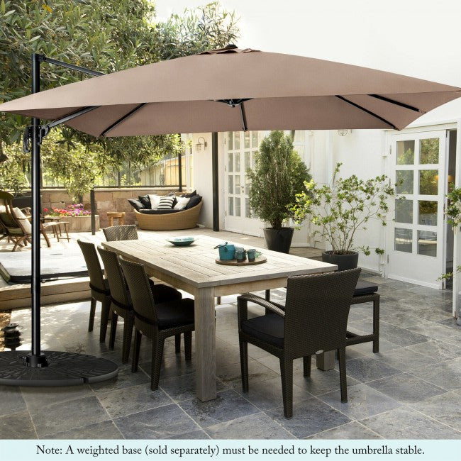 10ft Patio Hanging Offset Cantilever Umbrella with Easy Tilt