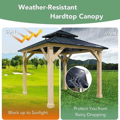 10' X 10' Outdoor Hardtop Gazebo Patio Galvanized Steel Canopy Pavilion with 2-Tier Metal Roof