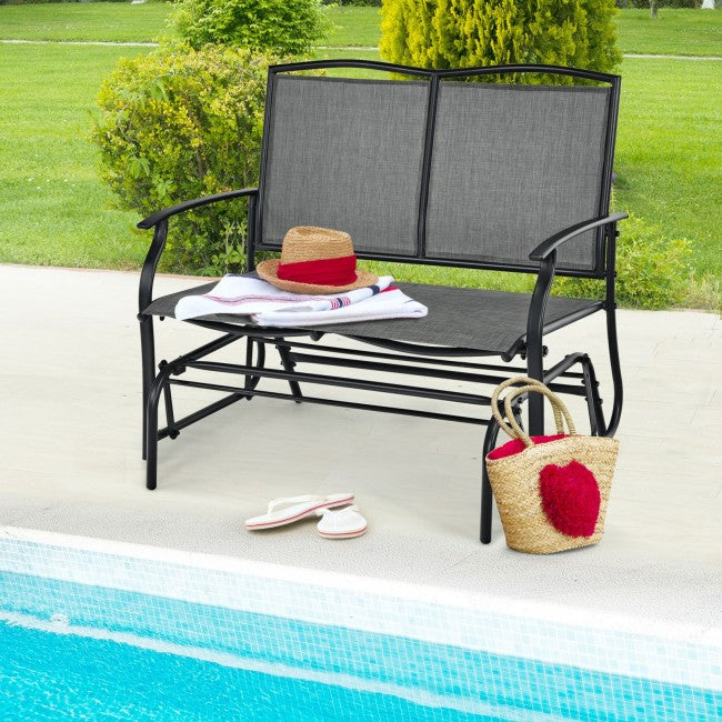 Iron Patio Rocking Chair Swing Chair Lounge Glider for Garden Backyard Pool