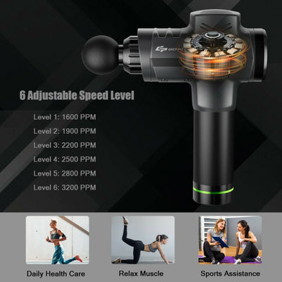 Powerful Handheld Rechargeable Deep Muscle Massager Gun with 4 Massage Heads