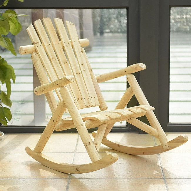 Wood Single Porch Rocker Lounge Patio Rocking Chair