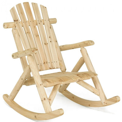 Wood Single Porch Rocker Lounge Patio Rocking Chair