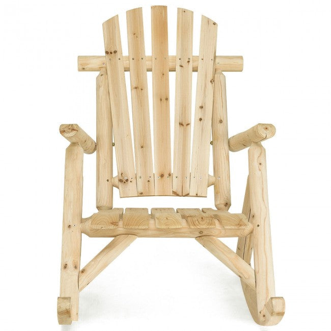 Wood Single Porch Rocker Lounge Patio Rocking Chair