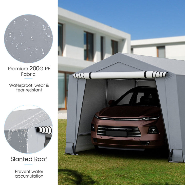 10 x 20 Feet Outdoor Heavy Duty Carport Car Canopy Garage Party Tent Boat Storage Shelter with Doors