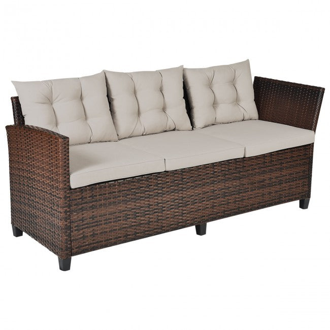 3 Pieces Patio Rattan Sofa Set