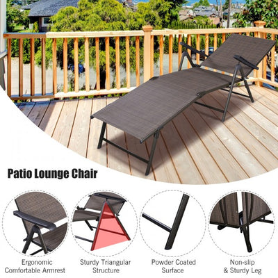 Adjustable outdoor patio pool chaise lounge