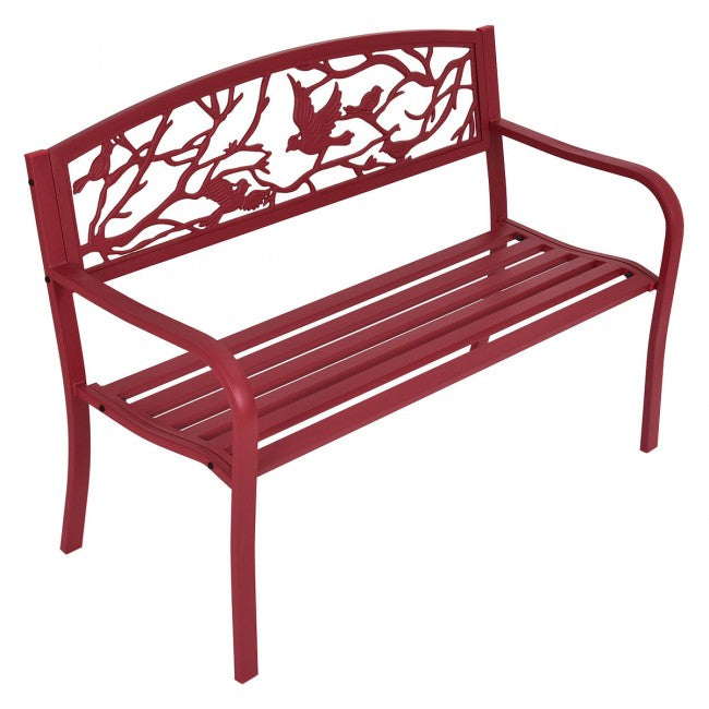 Outdoor Garden Patio Bench - Red