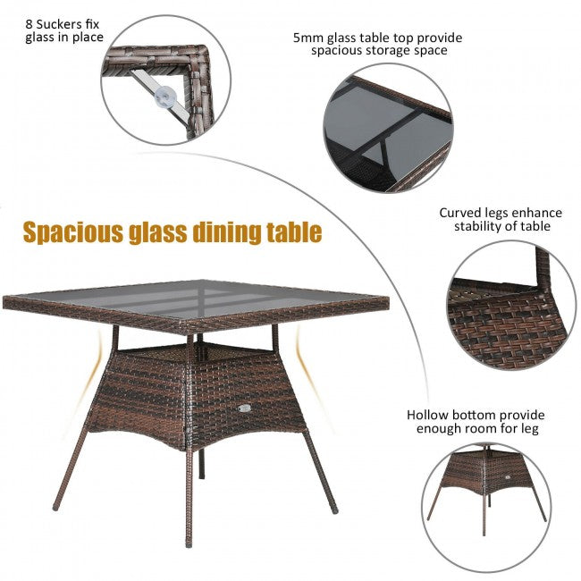 Outdoor 5PCS Dining Table Set with 1 Table and 4 Single Sofas
