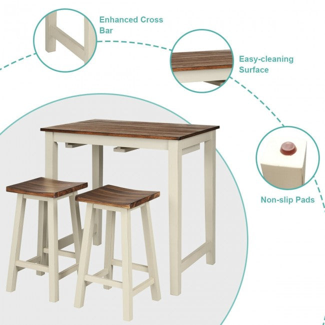 3 Pces Apartment Dining Table Set