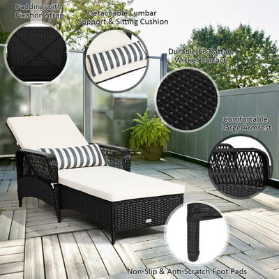 PE Rattan Lounge Chair with Adjustable Pillow