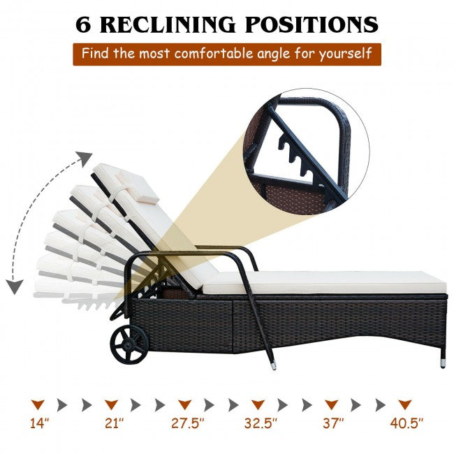 Outdoor Cushioned Recliner with Adjustable Backrest